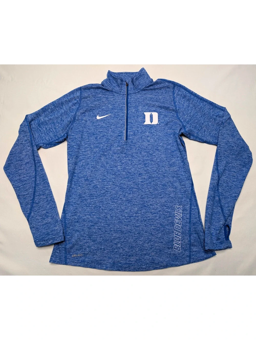 Nike Dri-FIT Duke Blue Devils Heathered 1/4 Zip Mock Neck Pullover Top Blue M